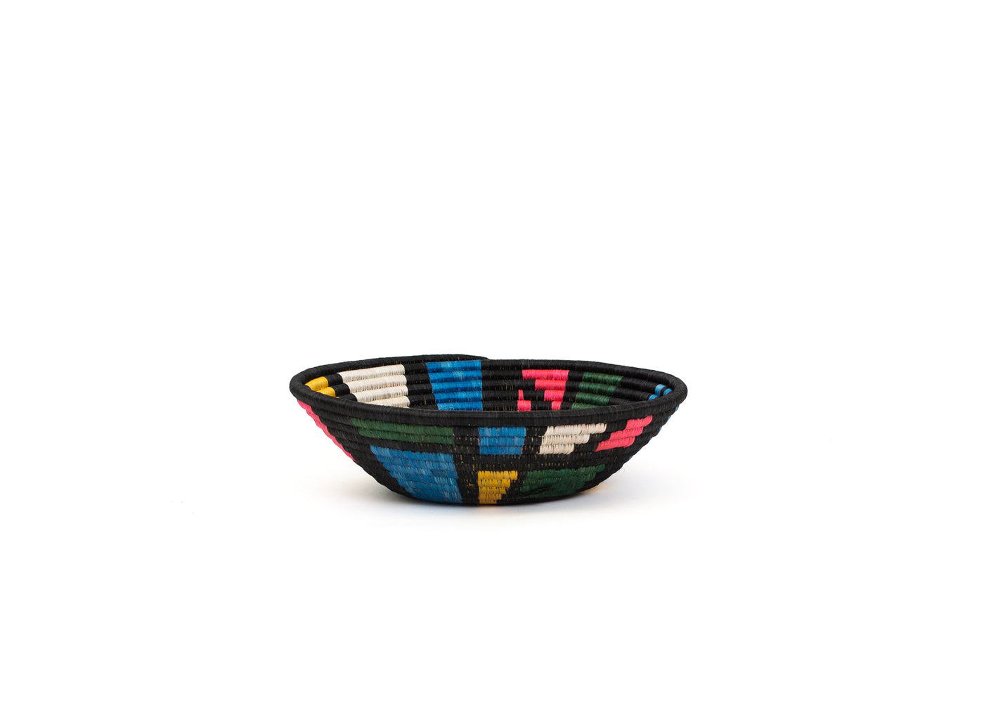 12" Large Black + Neon Mosaic Round Basket - KAZI