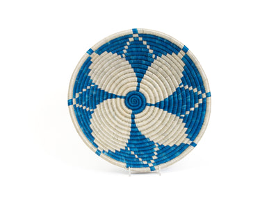 12" Large Lapis Blue Jua Round Basket - KAZI