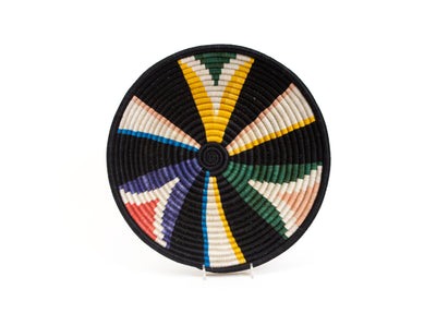 12" Large Black + Neon Geo Round Basket - KAZI