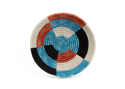 12" Large Powder Blue + Melon Umuseke Round Basket - KAZI