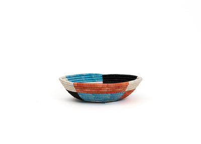 12" Large Powder Blue + Melon Umuseke Round Basket - KAZI
