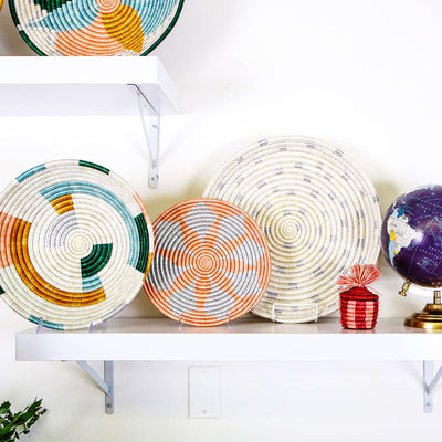 12" Large Metallic Floret Geo Round Basket