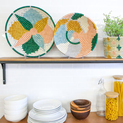 12" Large Metallic Floret Kijani Round Basket