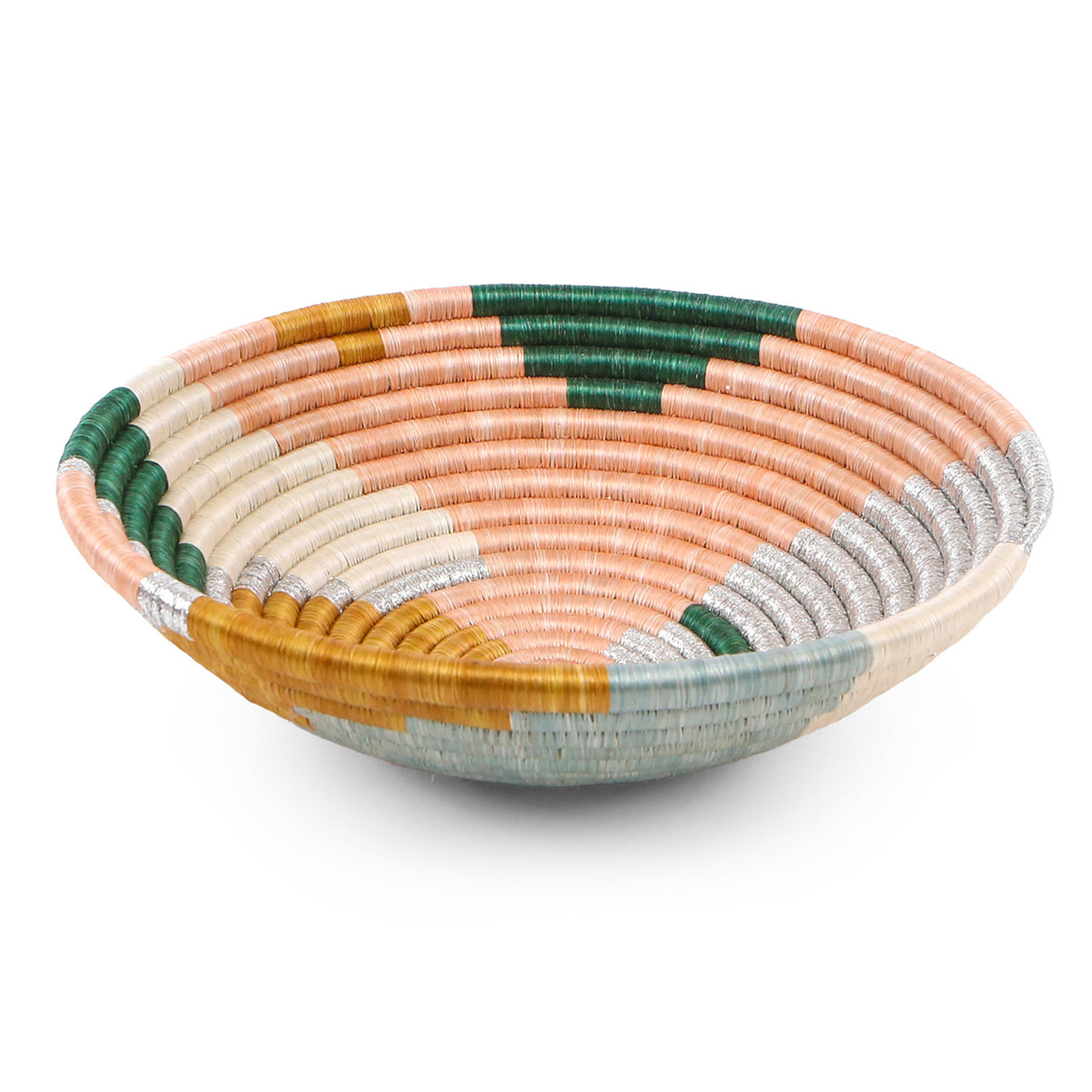 12" Large Metallic Floret Kijani Round Basket
