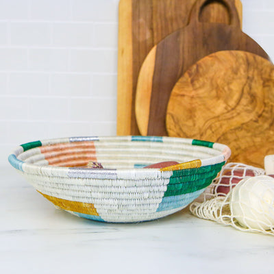 12" Large Metallic Floret Geo Round Basket