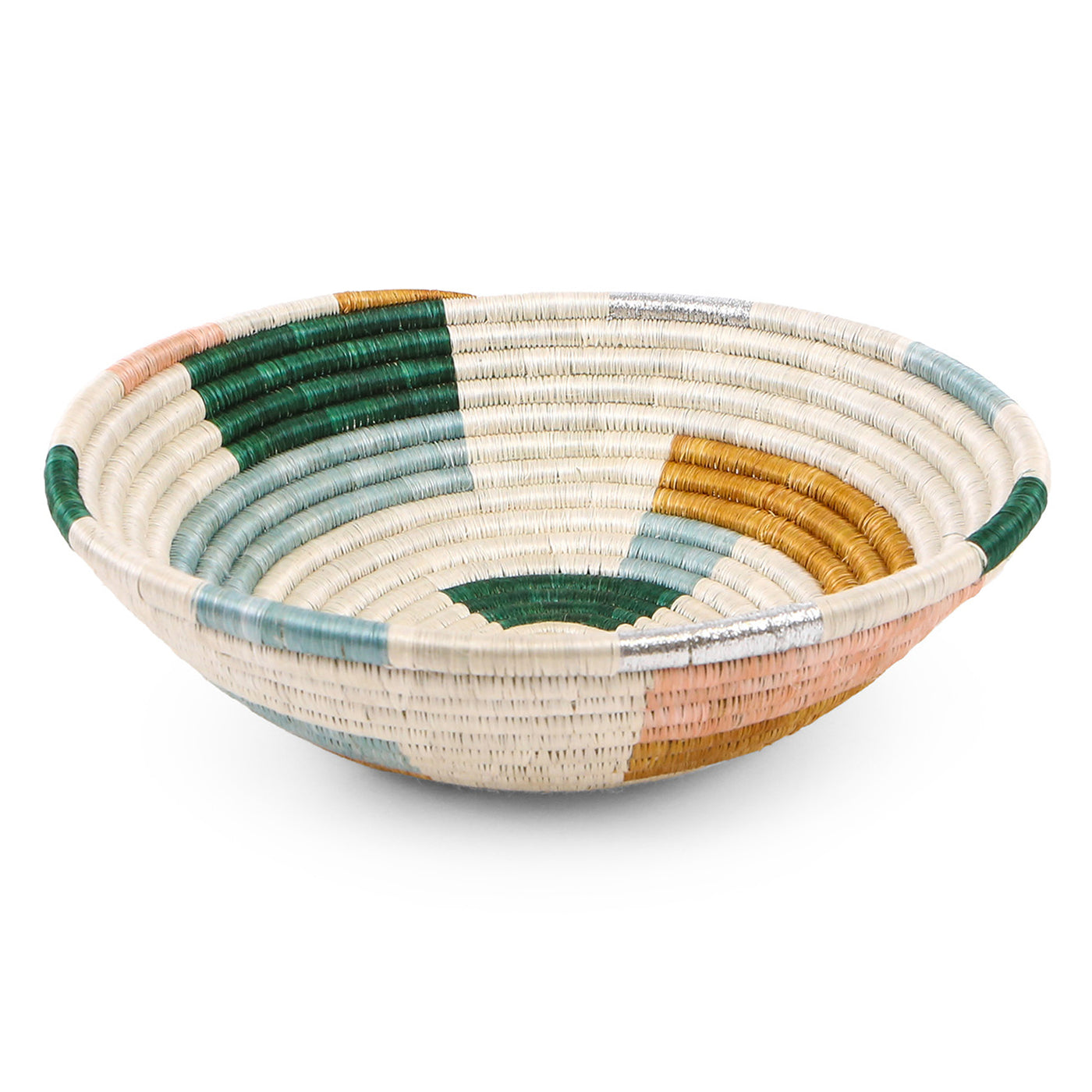 12" Large Metallic Floret Geo Round Basket