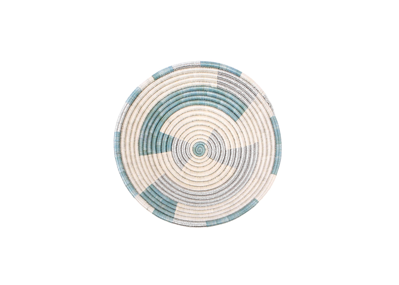 12" Large Metallic + Silver Blue Geo Round Basket - KAZI