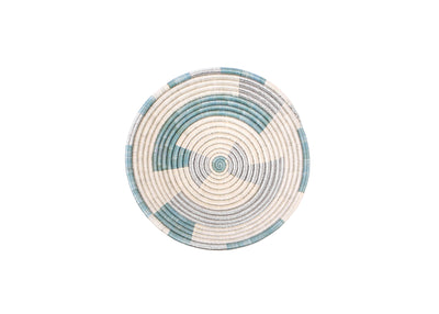 12" Large Metallic + Silver Blue Geo Round Basket - KAZI