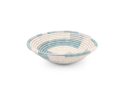 12" Large Metallic + Silver Blue Geo Round Basket - KAZI