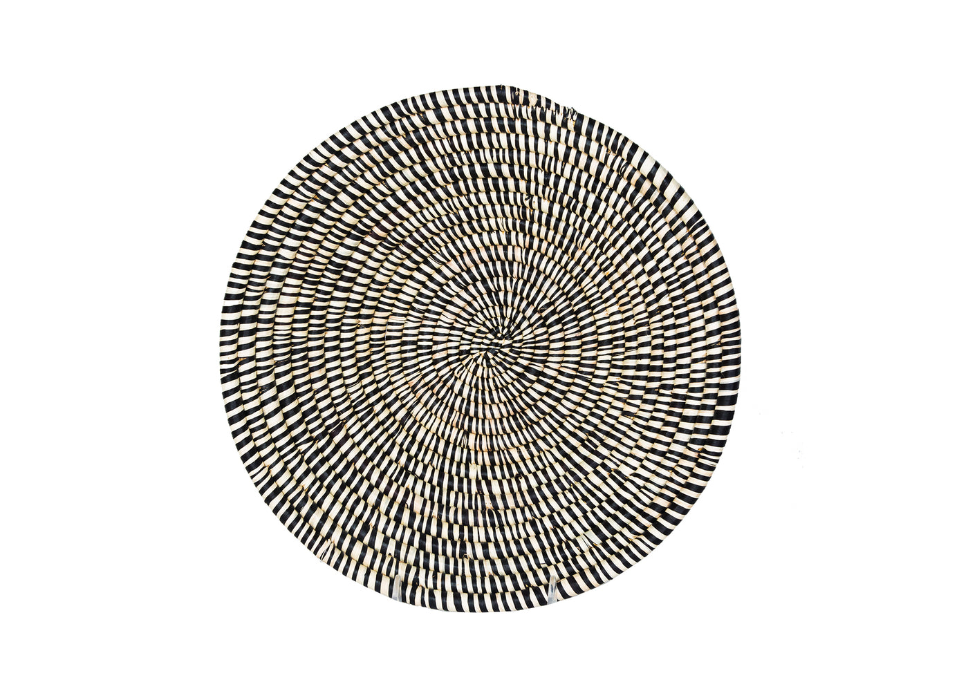 12" Heathered Black + White Raffia Large Basket - KAZI