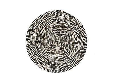 12" Heathered Black + White Raffia Large Basket - KAZI