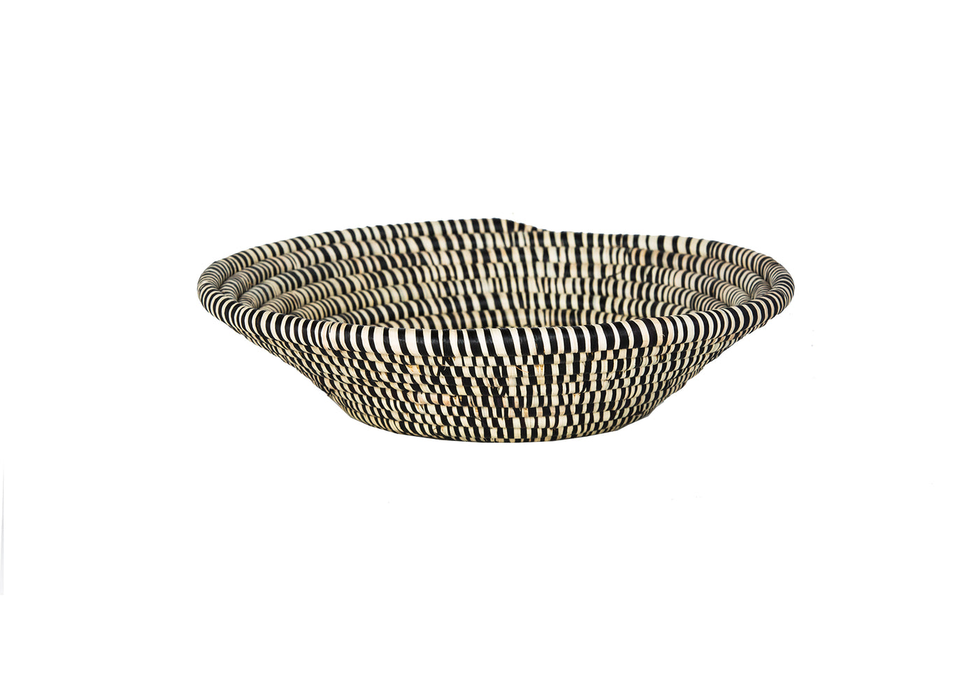 12" Heathered Black + White Raffia Large Basket - KAZI
