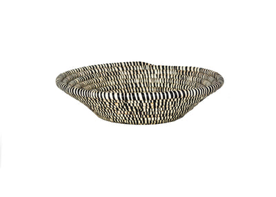 12" Heathered Black + White Raffia Large Basket - KAZI