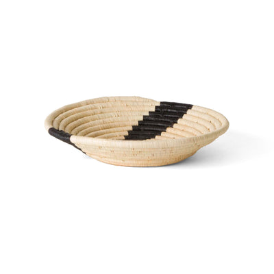 Modern Woven Bowl - 10" Striped Black & Natural