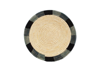 12" Large Opal Gray Color Blocked Round Basket - KAZI