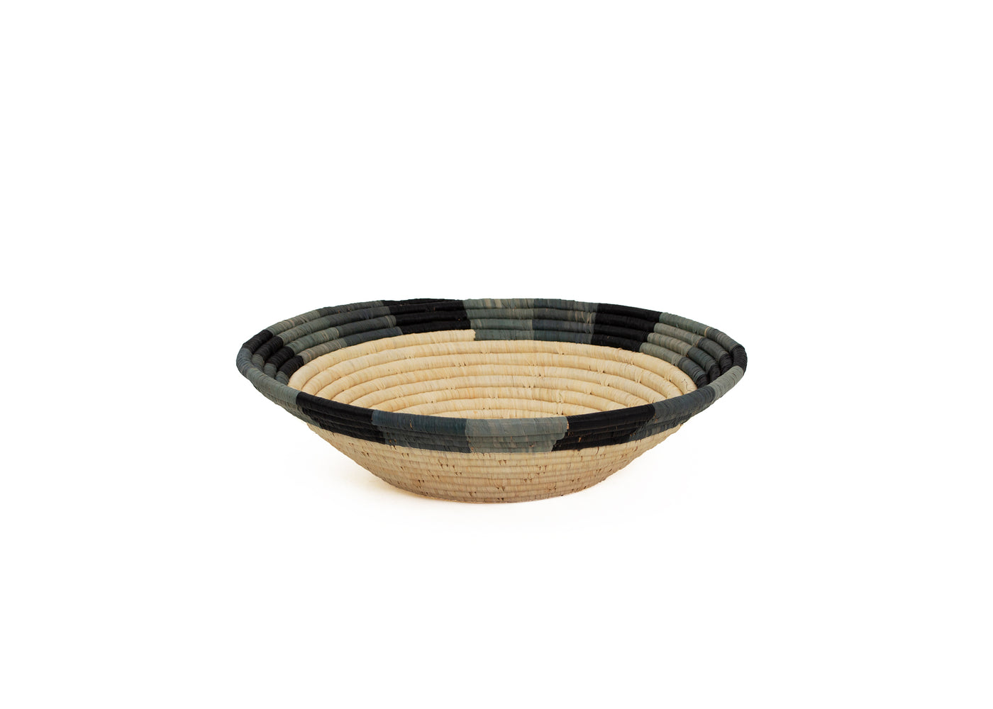 12" Large Opal Gray Color Blocked Round Basket - KAZI