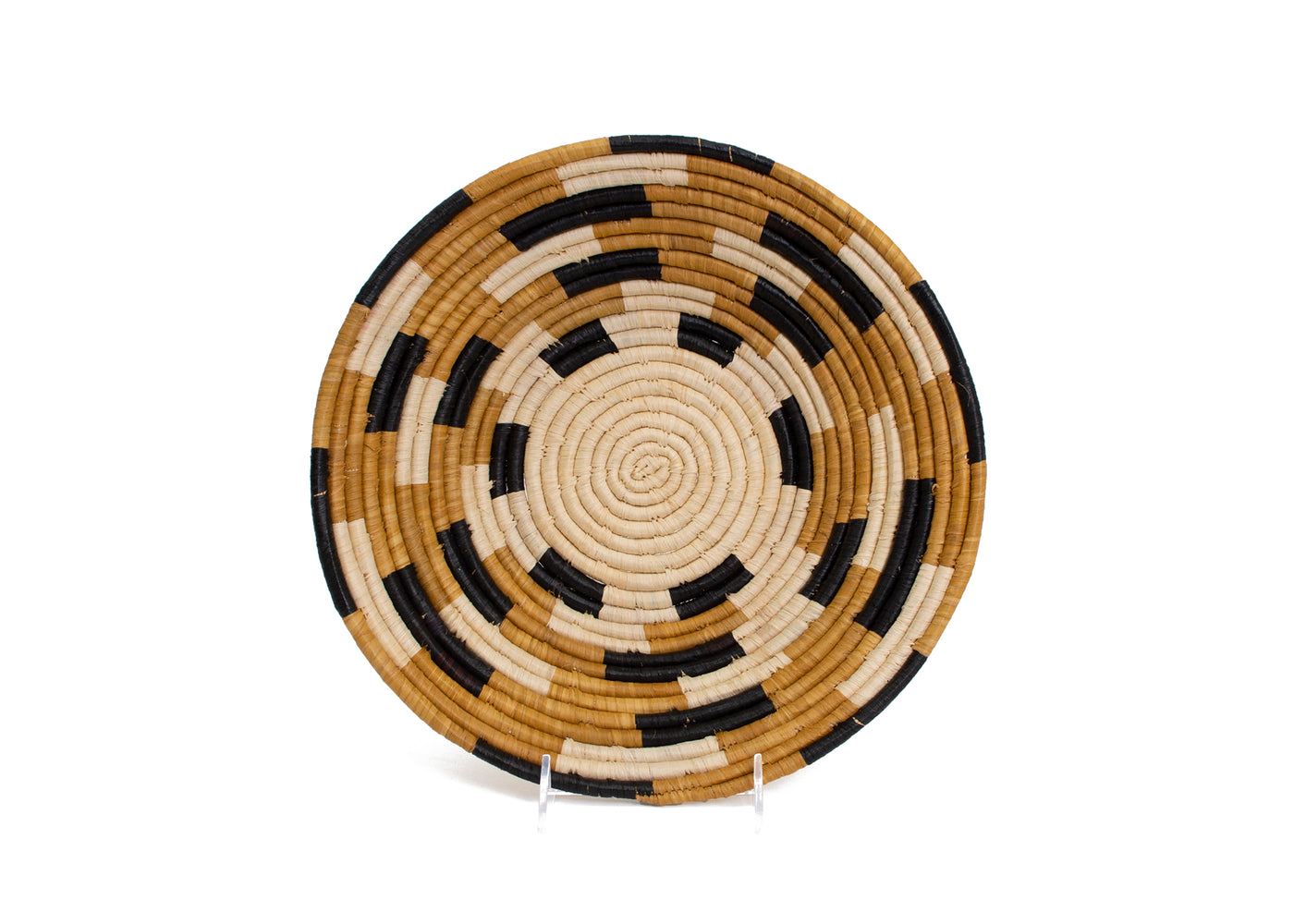12" Large Spiral Checkered Round Basket - KAZI