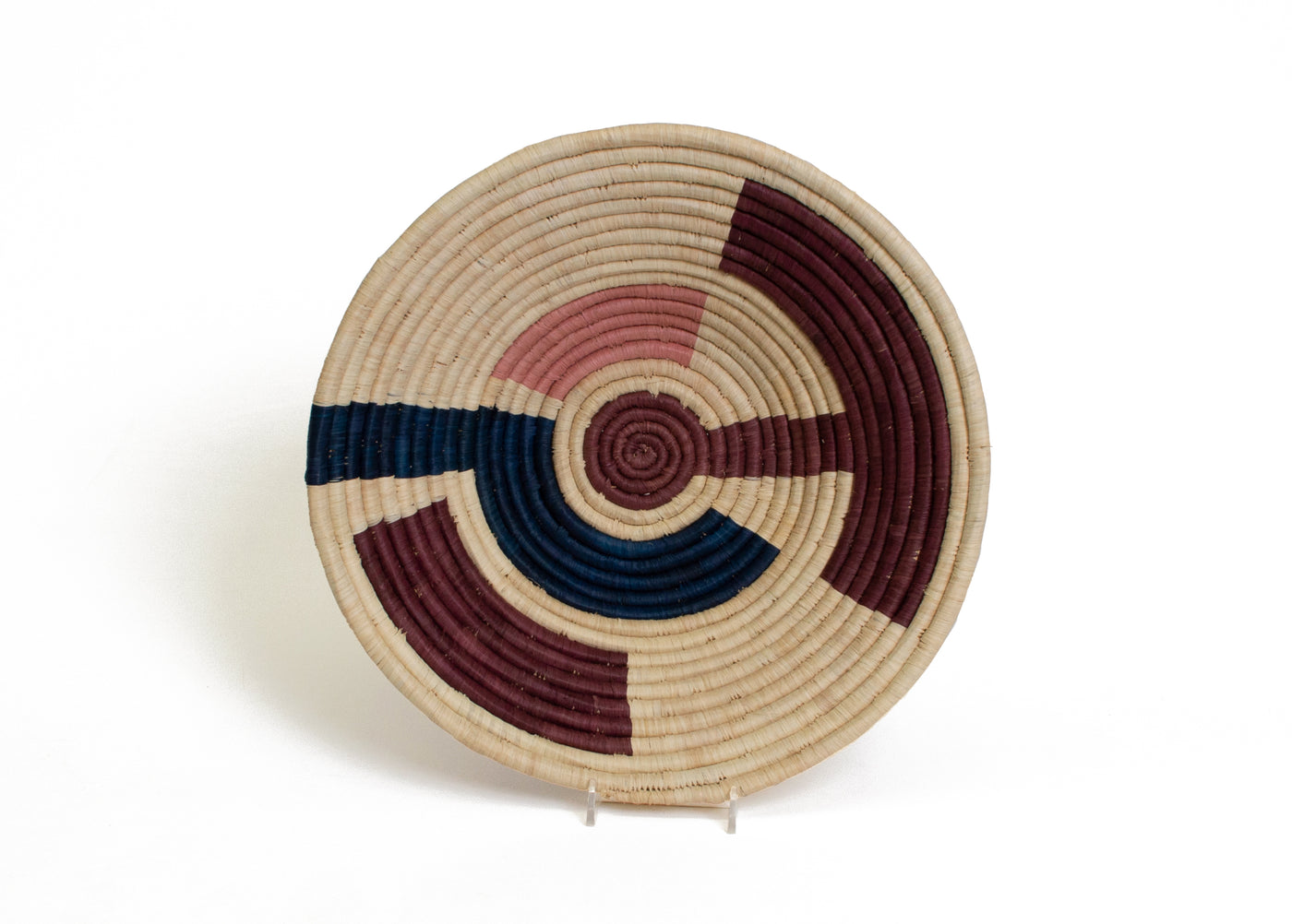 12" Large Burgundy Maze Round Basket - KAZI
