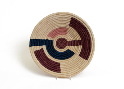 12" Large Burgundy Maze Round Basket - KAZI