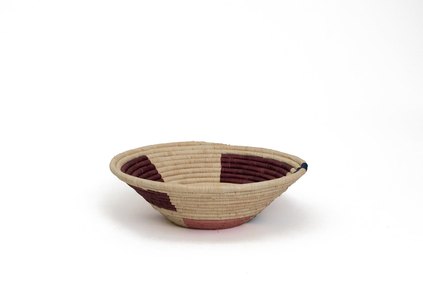 12" Large Burgundy Maze Round Basket - KAZI