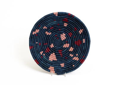 12" Large Navy + Blossom Terrazzo Round Basket - KAZI