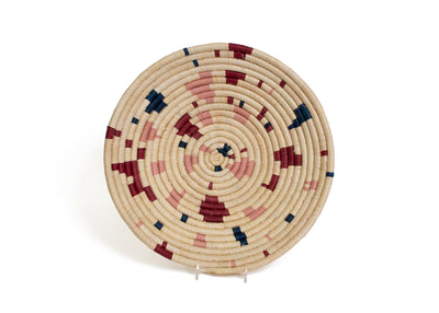 12" Large Navy + Burgundy Terrazzo Round Basket - KAZI
