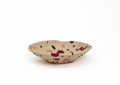 12" Large Navy + Burgundy Terrazzo Round Basket - KAZI