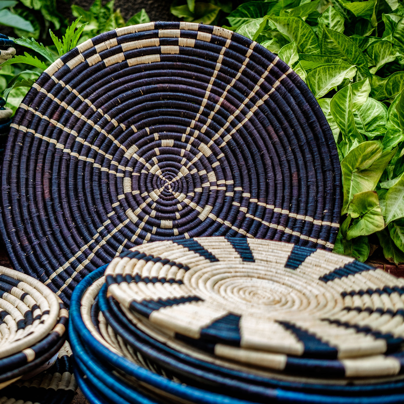 20" Large Sanaa Raffia Woven Wall Art Plate 2