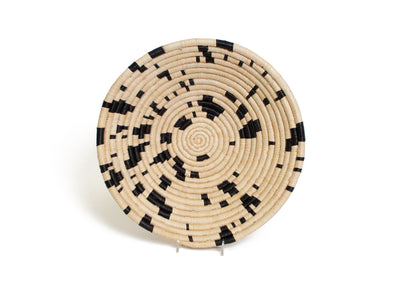 12" Large Black + Natural Terrazzo Round Basket - KAZI