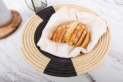 16" Jumbo Black + Natural Geo Round Basket - KAZI