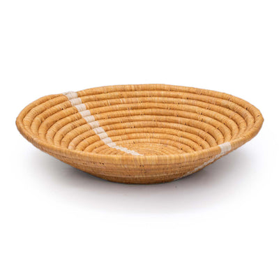 Neutral Woven Bowl - 12" Striped Tan