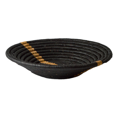 Modern Woven Bowl - 12" Black Banana Stripe