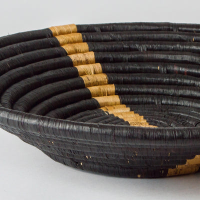 Modern Woven Bowl - 12" Black Banana Stripe