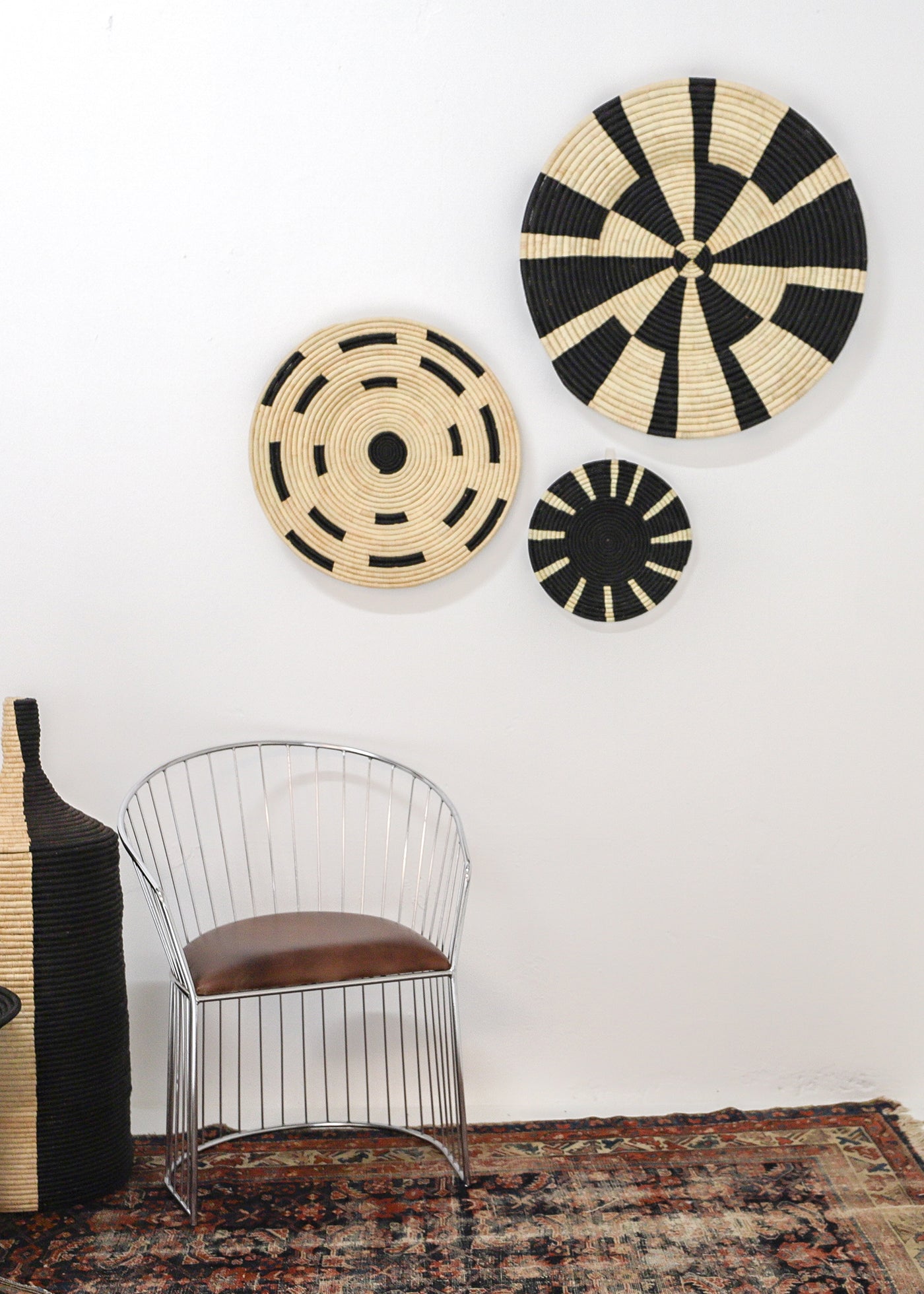 21" Large Cosmic Black Woven Wall Art Plate - KAZI