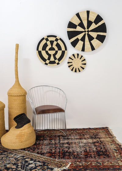 21" Large Sayari Black Woven Wall Art Plate - KAZI