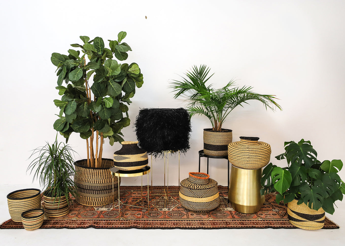 12" Extra Large Mlima Black Grass Planter - KAZI