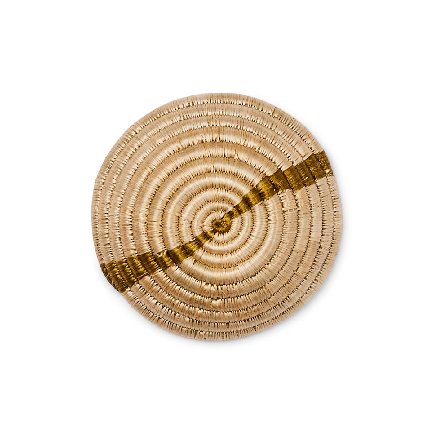 6" Small Striped Olive Round Basket