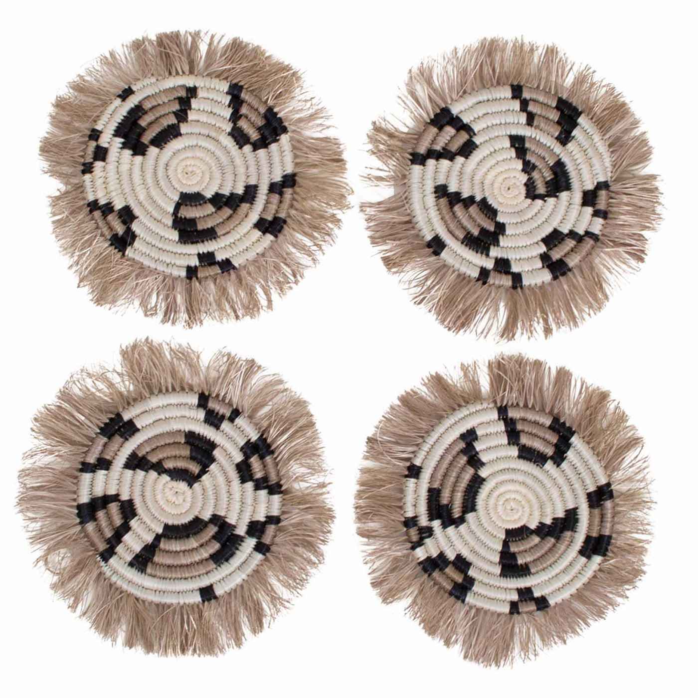 Animal Print Fringed Coasters, Set of 4