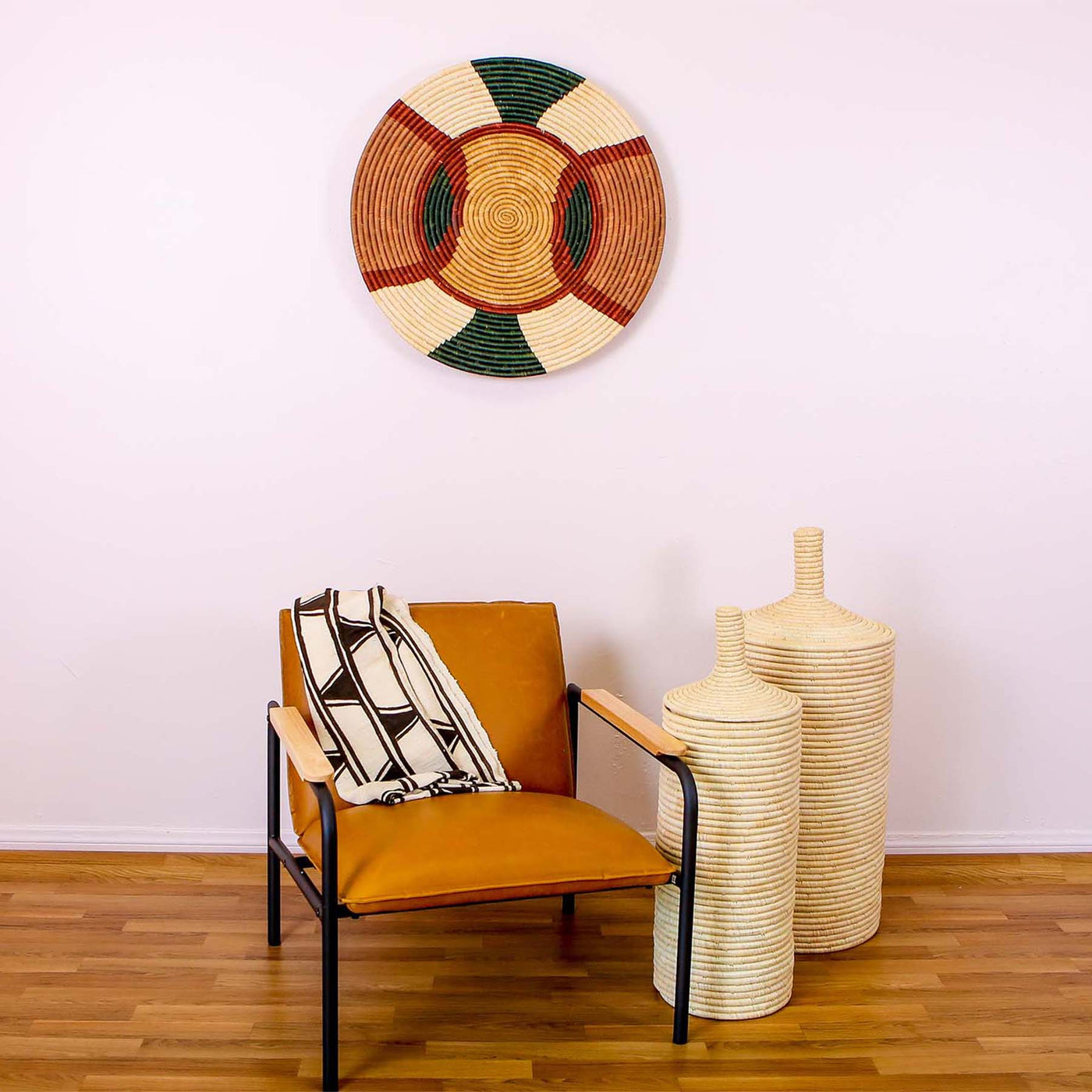 Extra Large Forest Green & Burgundy Tabia Woven Wall Art Plate