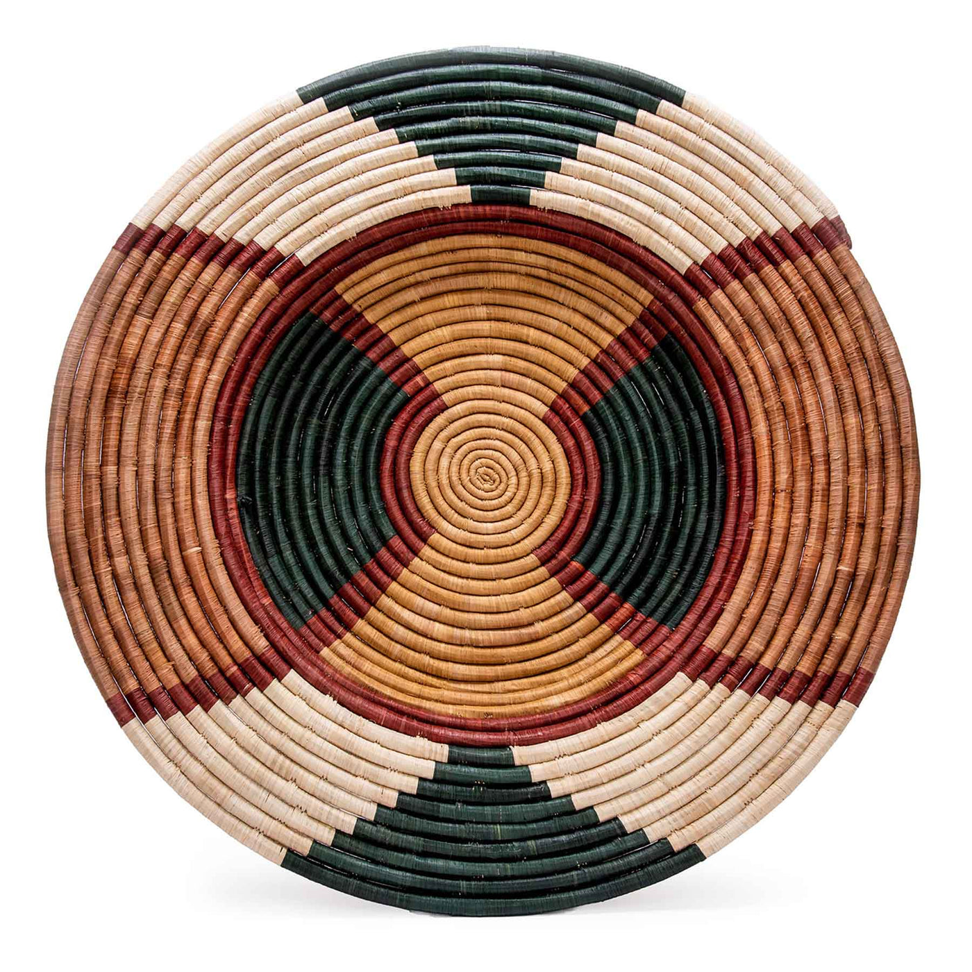 Extra Large Forest Green & Burgundy Tabia Woven Wall Art Plate