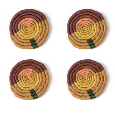 Multicolor Raffia Coasters, Set of 4