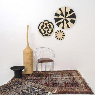 13" Small Tiled Natural Woven Wall Art Plate