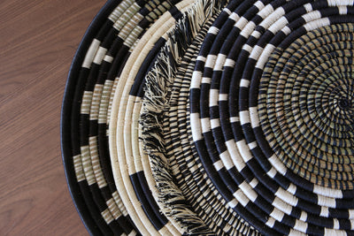 21" Large Black Tilda Plate Woven Wall Art Plate - KAZI