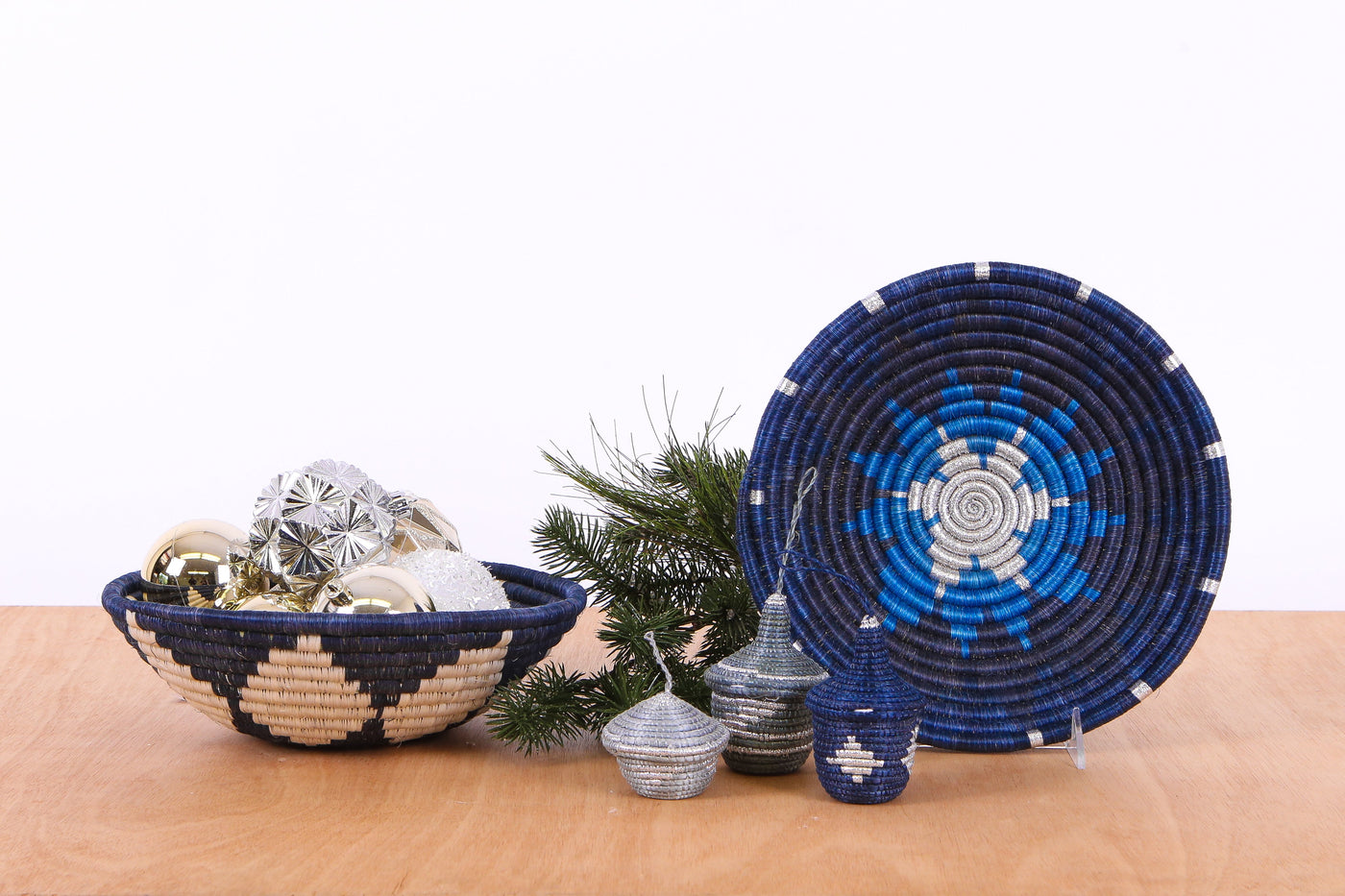 10" Medium Metallic Midnight Navy Round Basket - KAZI