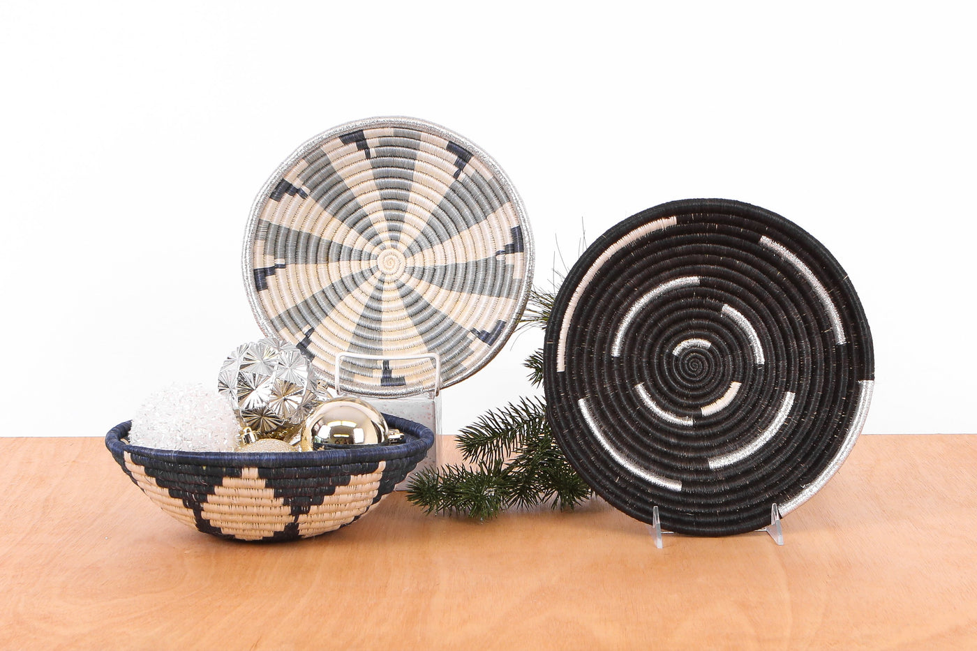 10" Medium Metallic Silver Virunga Round Basket - KAZI