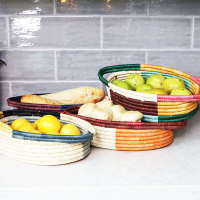 Vivid Geo Bread Basket With Handles
