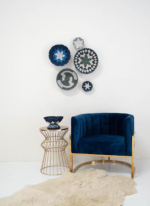 10" Medium Metallic Midnight Navy Round Basket - KAZI
