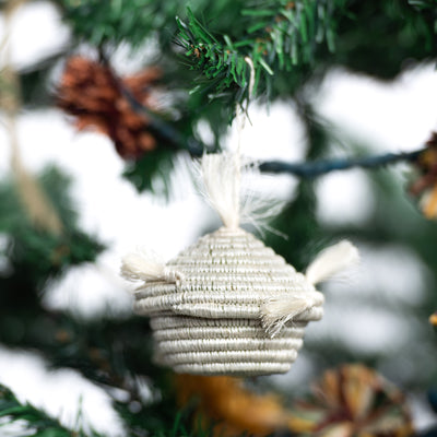 White Tasseled Box Ornament