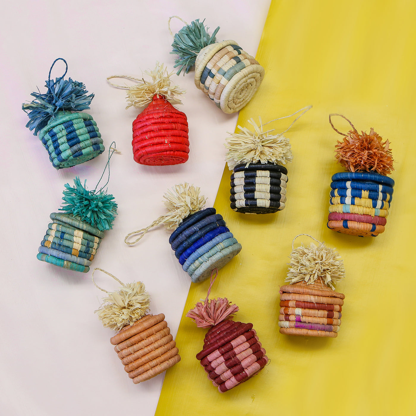 Red Pom Pom Basket Ornament