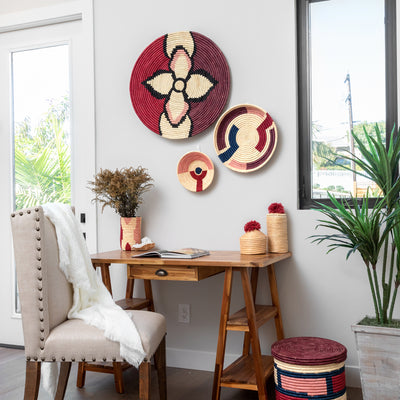 27" Extra Large Amelia Burgundy Woven Wall Art Plate